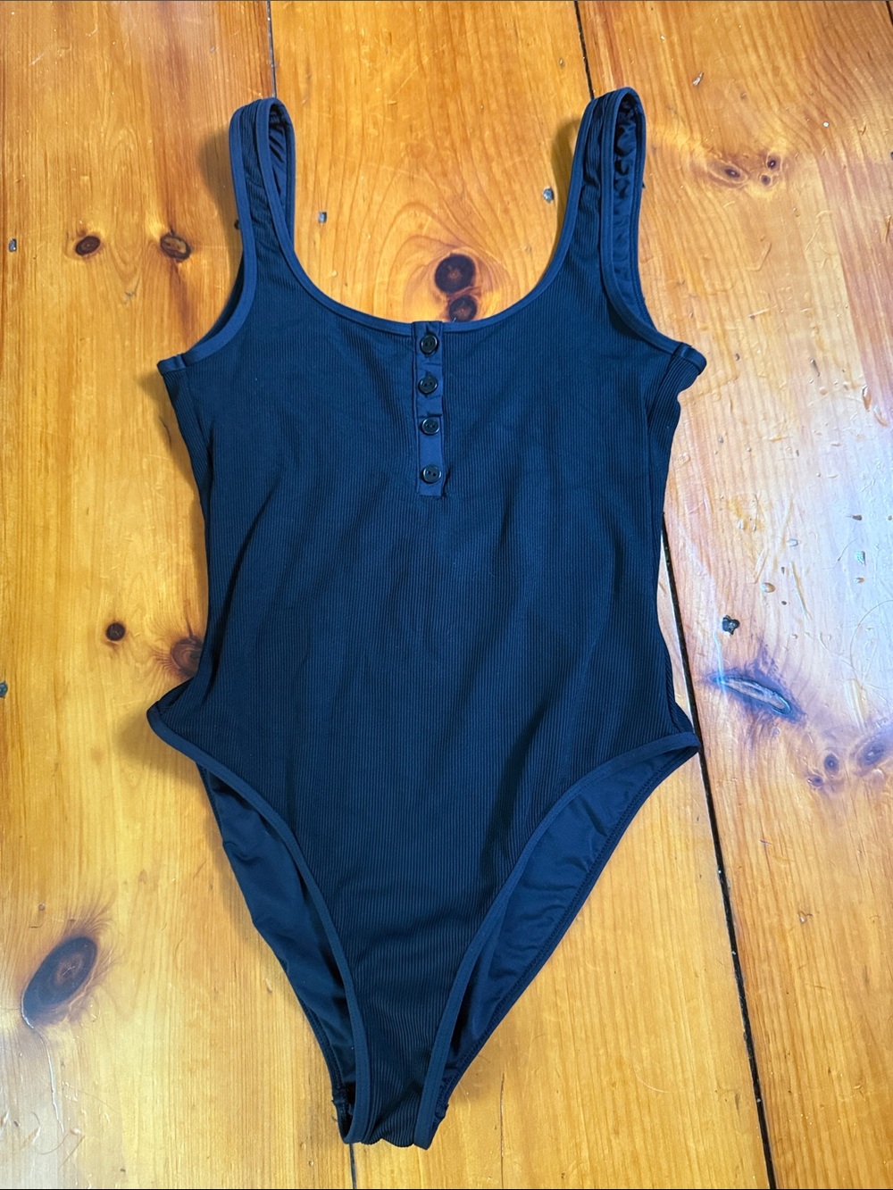 L Space Ribbed Black One-Piece Swimsuit
